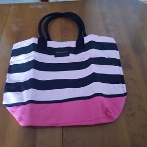 Victoria's Secret Black and Pink Striped Tote